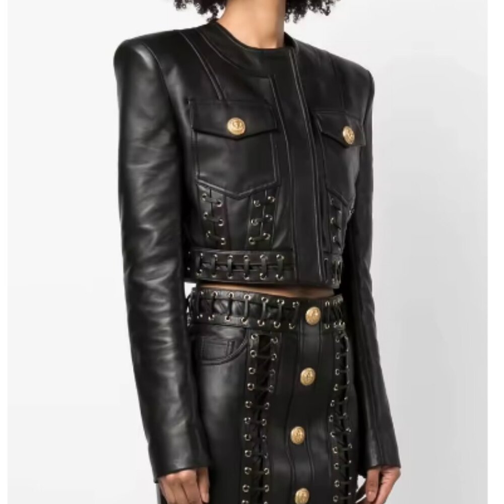 Faux Leather Jacket & Skirt Set - NWOT - Size M